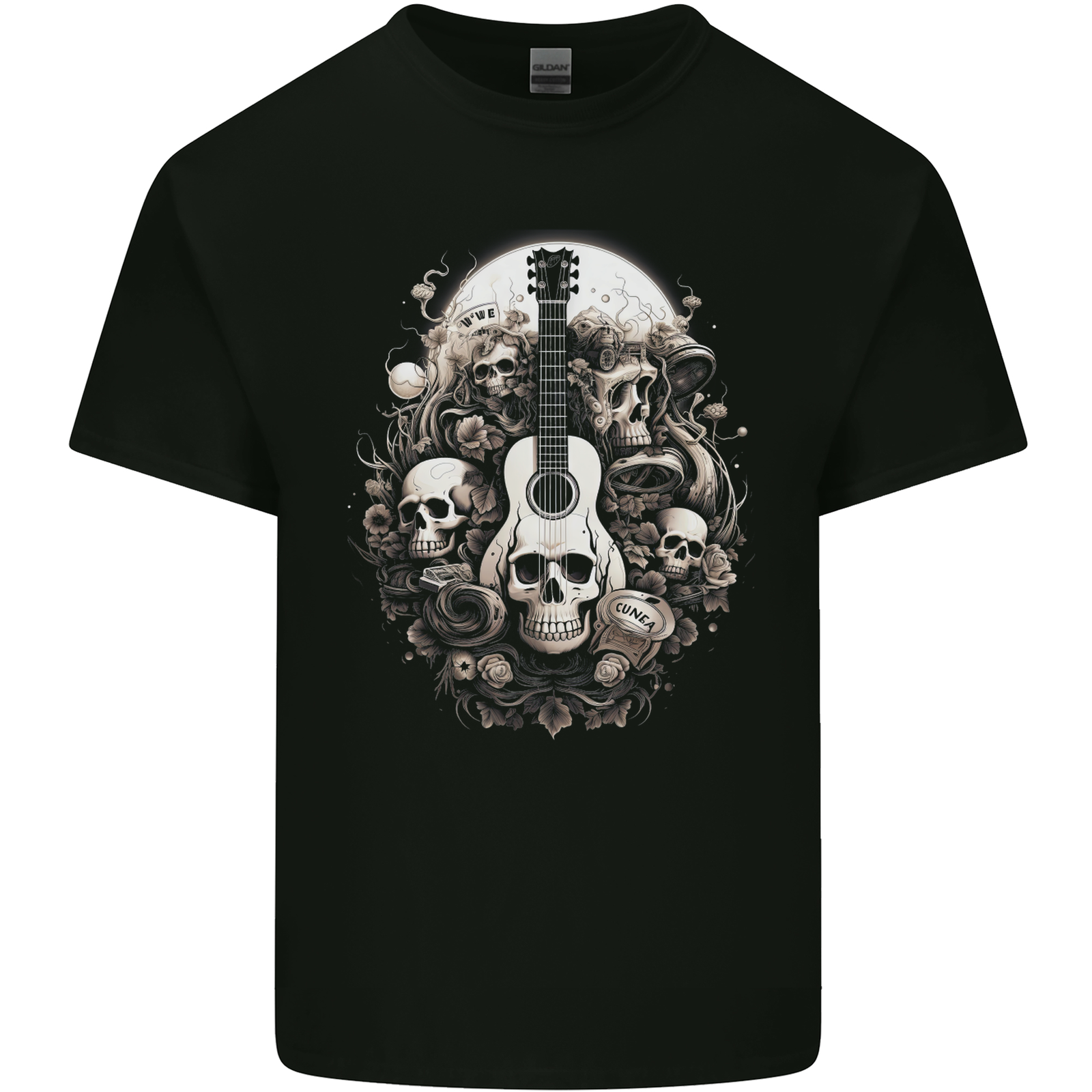 Guitar Skull Heavy Metal Rock Music Band Mens Cotton T-Shirt Tee Top