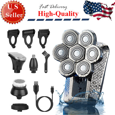 Head Shavers for Bald Men, IPX7 Waterproof Shaver, 7D Rechargeable Rotary Shaver