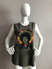 Junk Food Womens Graphic Logo Jimi Hendrix Green Cotton T-Shirt Size L