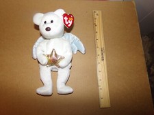 Ty Beanie Baby Babies STAR 2002 Bear Angel Blue Wings Holding Star in His Hands