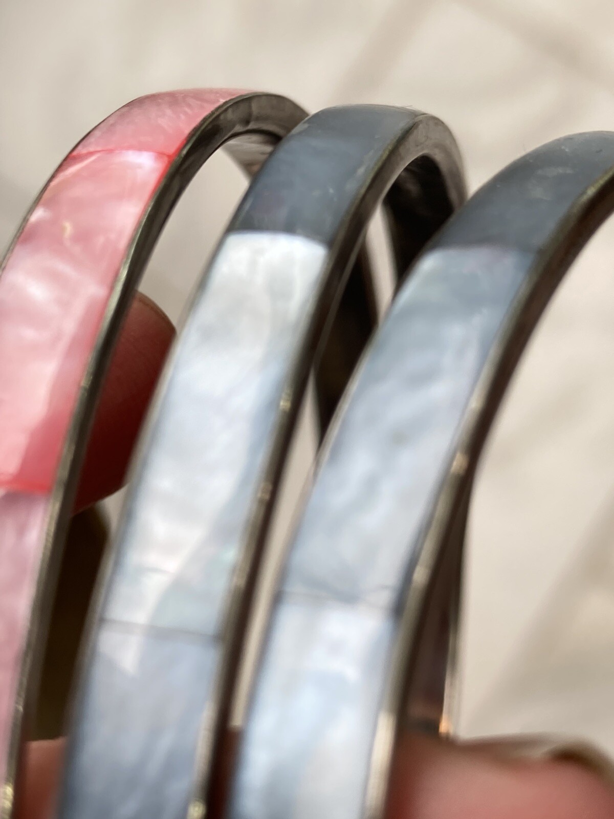 Vintage Lot Bracelet Shell inlay Stackable Bangle… - image 5