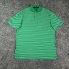 Ralph Lauren Polo Golf Shirt Large Green Striped Embroidered Performance Casual