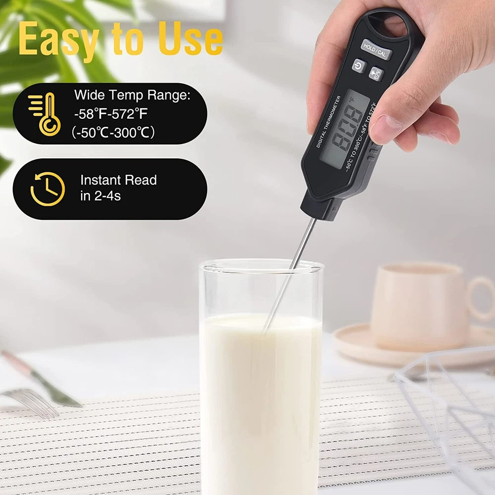 Meat Thermometer, Digital Instant Read Kitchen Food IP66 Waterproof 5.1" Long