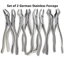 Set of 2 Dental Extracting Forceps Molar Tooth Surgical Extraction Serrated Jaws