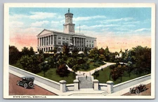 Vintage Postcard TN Nashville State Capitol Old Cars -4594