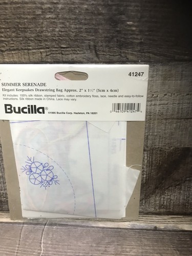 "Summer Serenade" ©1995 Bucilla Silk Ribbon Embroidery Drawstring Bag # 41247 - Picture 2 of 2