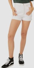  79 Free People Womens White High Waist Distressed Raw-Hem Denim Shorts Size 29