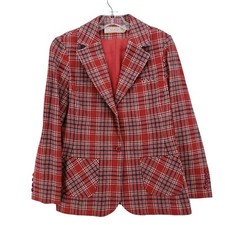 Vintage Young PENDLETON Red Plaid Blazer Jacket Size 11/12 Women's XS/S - READ