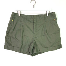 Loft ann taylor paper bag waist high rise casual shorts olive green size 10
