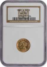 1860-S $2.50 Gold Liberty Head Type 2 AU58 NGC