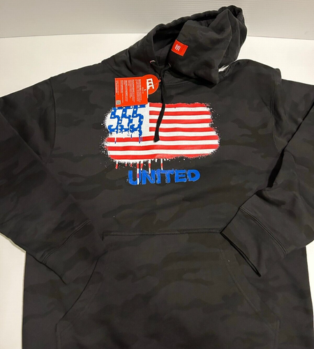 Triple Nikel Streetwear United USA Flag Graphic Logo Unisex Hoodie Size Medium - Picture 2 of 4