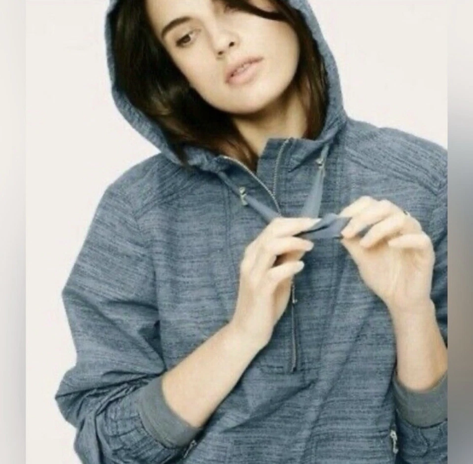 Lou & Grey Space Dye Half Zip Hooded Pullover Blue Size Large - Image 2 of 4