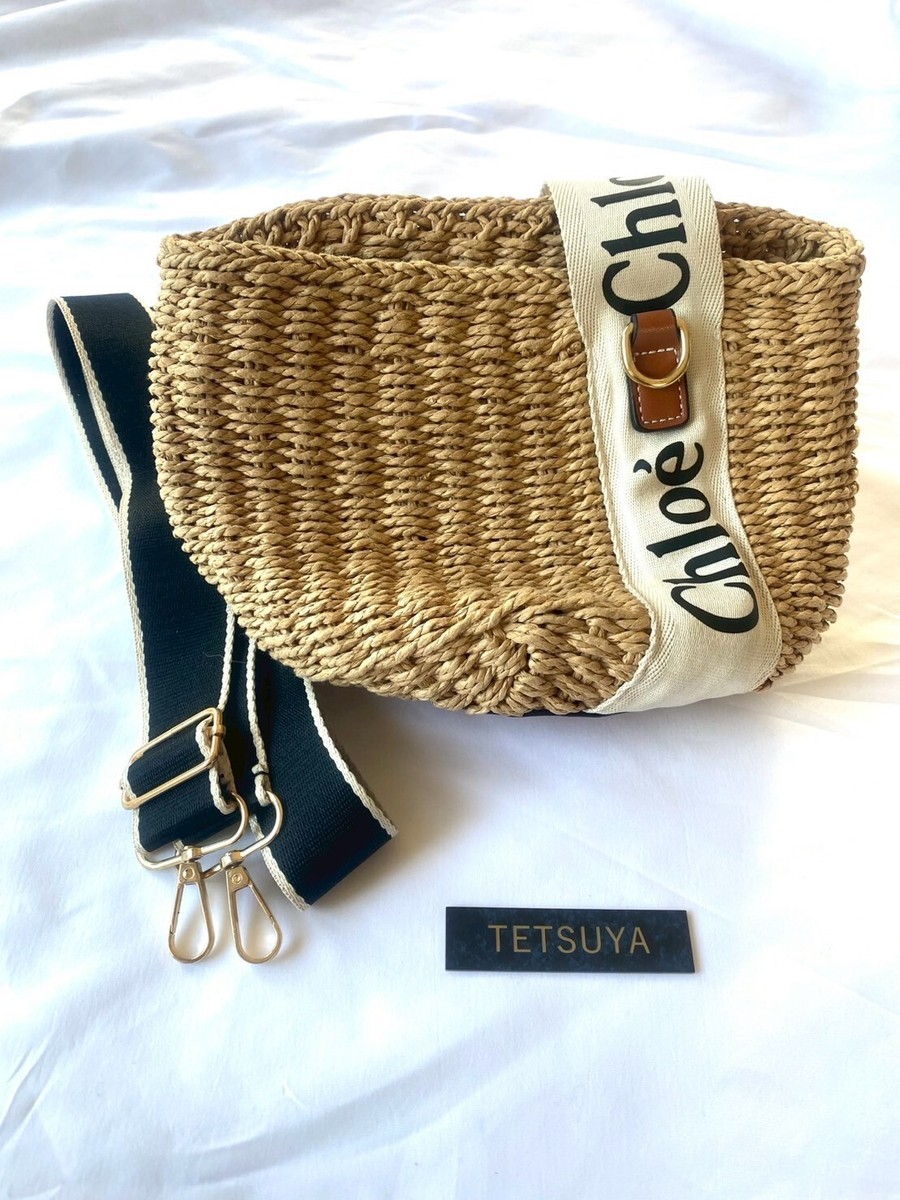 Chloe Leather & Straw 2WAY Shoulder Bag WOODY Basket Rare