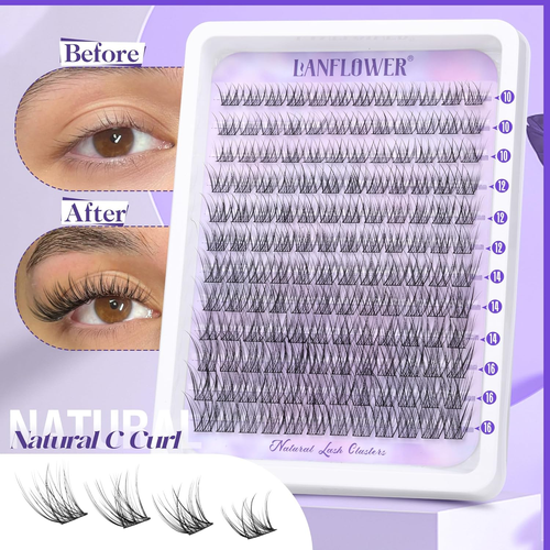 Kit de racimos de pestañas naturales Kit de extensión de pestañas Wispy Racimos de pestañas impermeables C Cu - Imagen 2 de 12
