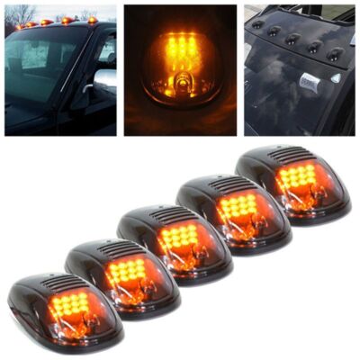 5x For Ford F150 F250 LED Cab Smoke Amber Strobe Lens Roof Marker Lights Lamp