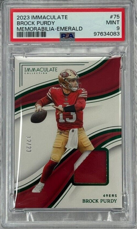 2023 Immaculate Brock Purdy #75 Memorabilia Emerald 12/23 PSA 9 Mint SF 49ers