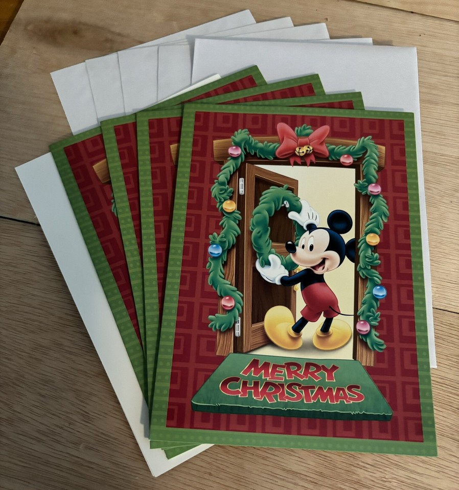 Vintage Disney Christmas Cards with Envelopes Paper Magic Group Mickey
