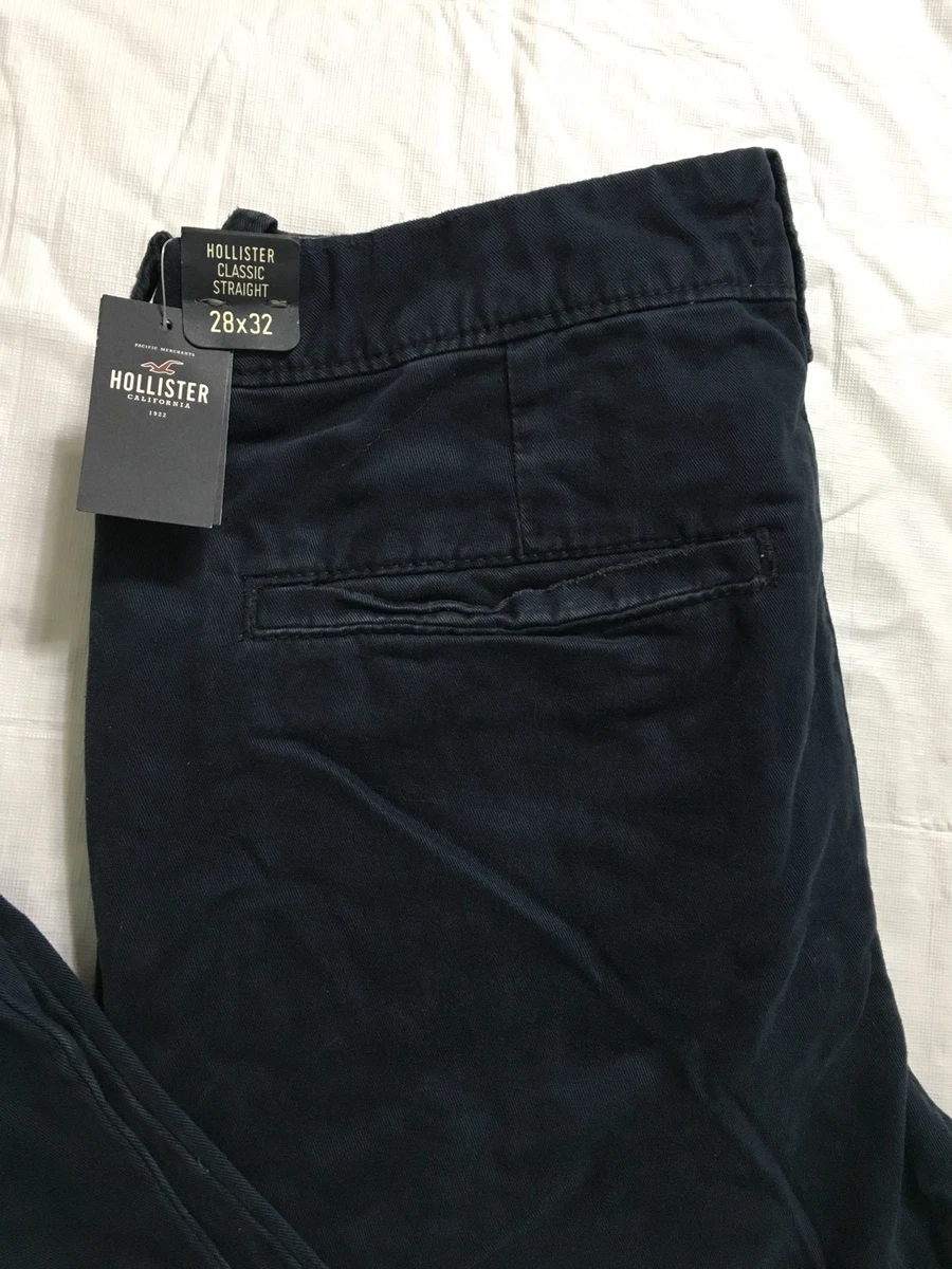 Hollister Pants Mens 28x30 Classic Fit Straight Leg Button Fly Navy Blue Casual