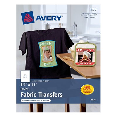 Avery 3279 CUSTOM TRANSFERS DARK Fabric T-shirts InkJet Printable