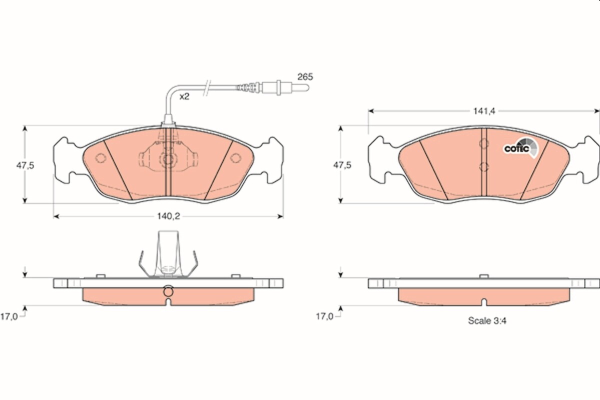 GDB1104 TRW Brake Pad Set, disc brake for CITROËN,PEUGEOT