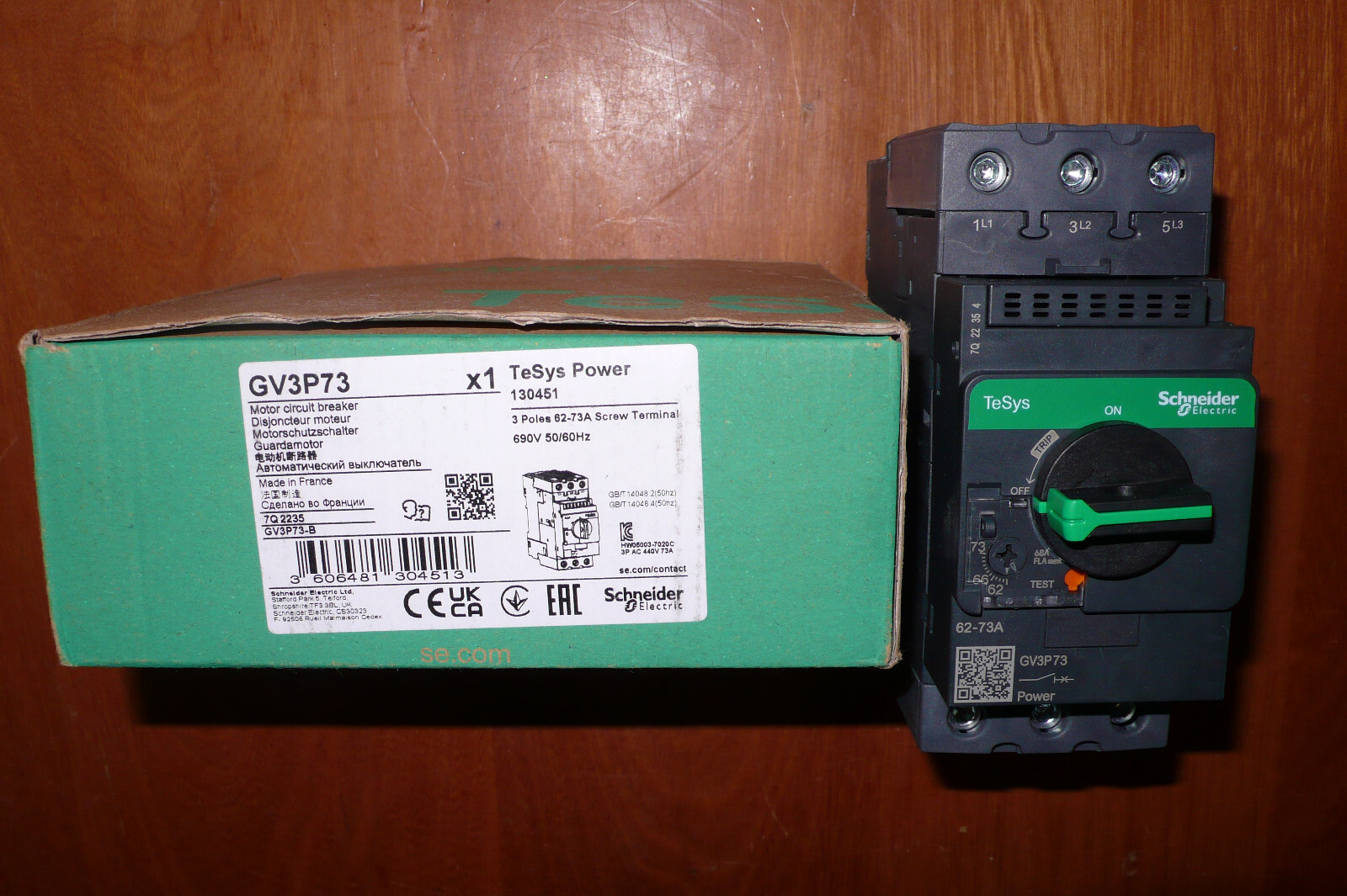 Disjoncteur Schneider GV3P73 pour sécuriser les démarrages de pompes et compresseurs 73A
