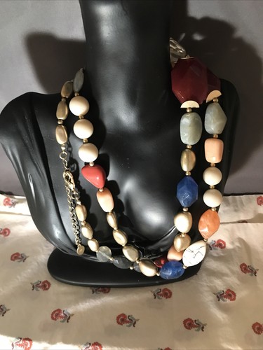 Chico's Double Layer Chunky Beaded Round Statement Necklace - Picture 3 of 3