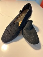 Clarks Ultimate Comfort Collection Black Perforated Leather Loafers Women's Sz.8