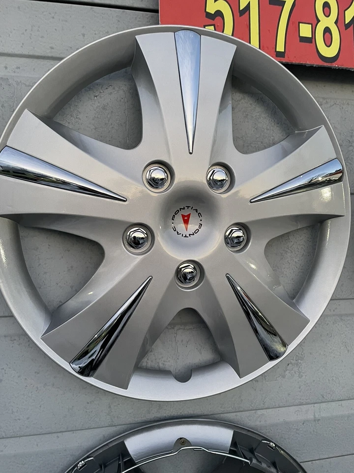 2003-2010 Pontiac Vibe Conjunto 4 Calotas Prata/Cromo Perfeito 5 Raios Usadas Bom 16” - Imagem 2 de 4