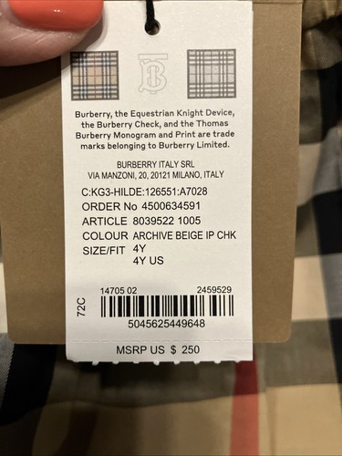 BURBERRY GIRLS Box Pleats Skirt Size 4Y Cotton Blend NWT - Picture 7 of 13