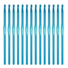 Crochet Hook Set, 14Pcs 5mm Aluminum Ergonomic Crochet Needle Light Blue