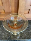 Depression Glass Candy Dish With Etching And Sterling Silver Overlay Deep Pink