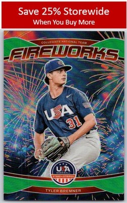 Tyler Bremner 2026 Stars & Stripes Prizm USA Baseball Fireworks Prizms Green #11