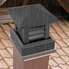 Black Aluminum Alloy Chimney Cap 10 In &times; 10 In Flue Rain Guard