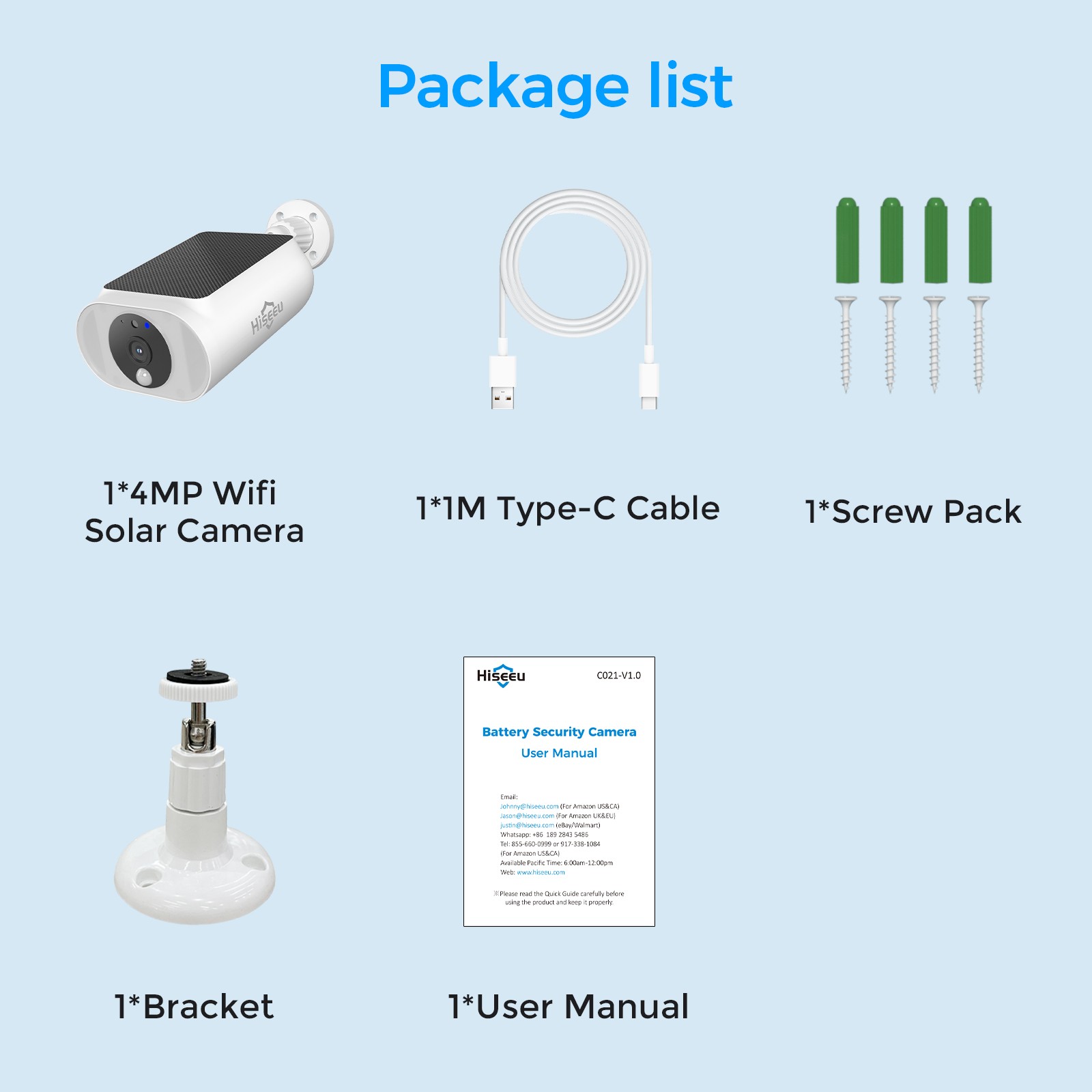 Hiseeu Security Camera System,16CH Wifi NVR,4pcs PTZ & 2pcs Solar IP Cameras,HDD