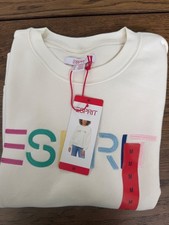 NWT Esprit Women's Logo Fleece Crewneck Sweatshirt Embroidered 80s Retro Viral