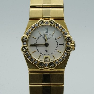 CHOPARD ST. MORITZ DAMEN UHR 24MM 18K 750 MASSIV GOLD VINTAGE GOLD BAND 5156 2