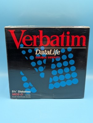 10 Pcs Verbatim MD2-D DataLife Double Sided 5 1/4'' Diskettes Factory Sealed