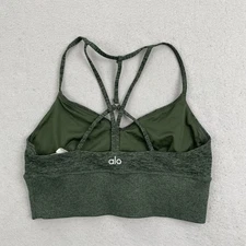 Alo Yoga Alosoft Lavish Bra Womens Green Strappy Racerback Ribbed Sports Bra S