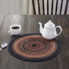 Trivet Heritage Farms Jute Primitive 15in Round Braided Striped Table VHC Brands