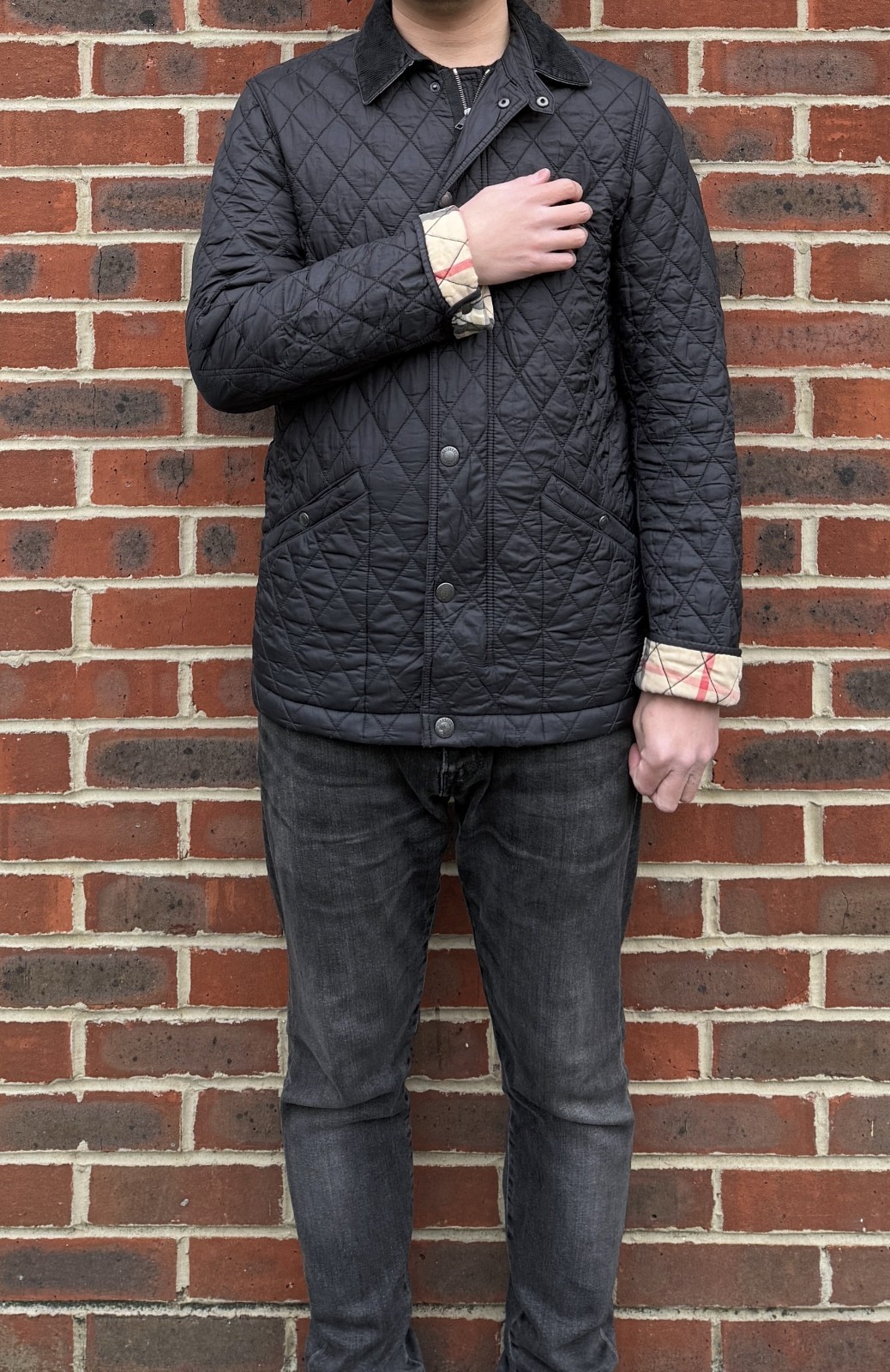 Burberry Brit Mens RODEN Quilted Jacket SMALL Black Grey Country Prorsum Diamond image 9