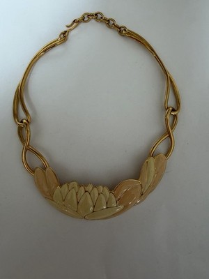 Vintage Monet Enamel Water Lilly Runway Statement Couture Collar Necklace B6