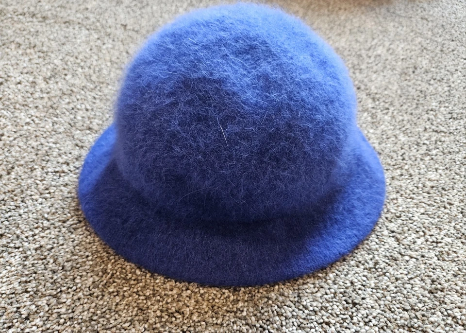 Sombrero para mujer estilo cubo azul mezcla de lana con ala. Talla única Foto 2 de 4