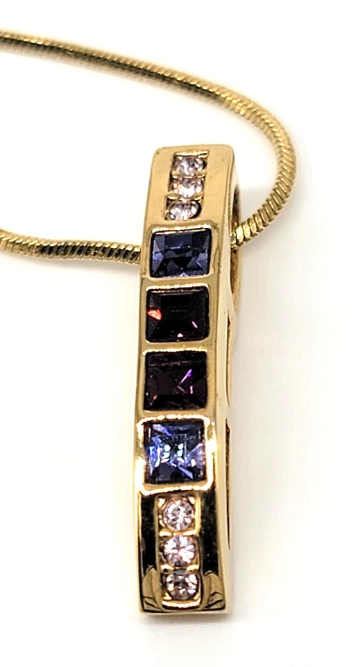 Collar Cadena Colgante Cristales Corte Púrpura Violeta Tono Dorado Firmado Lia Sophia Foto 4 de 4