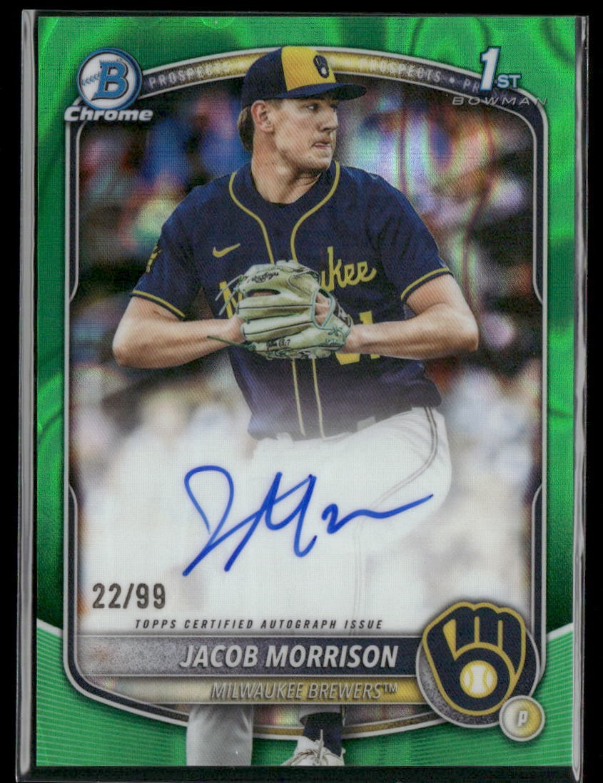 2025 Bowman Draft Jacob Morrison Chrome Autograph Green Lava Refractor #/99