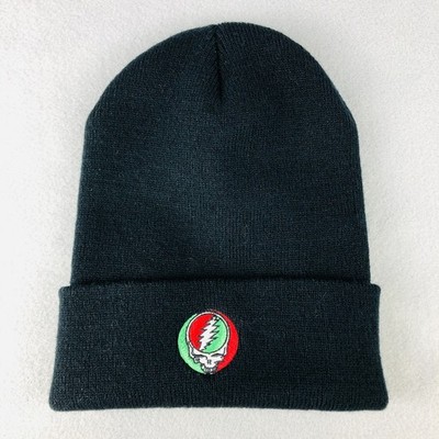 Grateful Dead Steal Your Face Red/green Beanie stocking cap Black embroidered