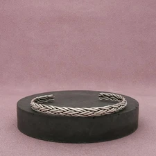 sterling silver vintage braided cuff bracelet size 7in