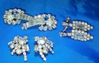 Lot of 3 Vintage Costume Jewelry Clip On Earrings Clear Rhinestones