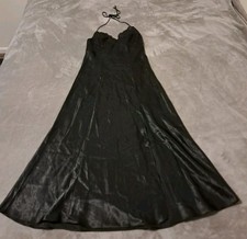 Victoria's Secret Dark Romantic Lace Slip Black Dress Halter Tie Slit S Y2K