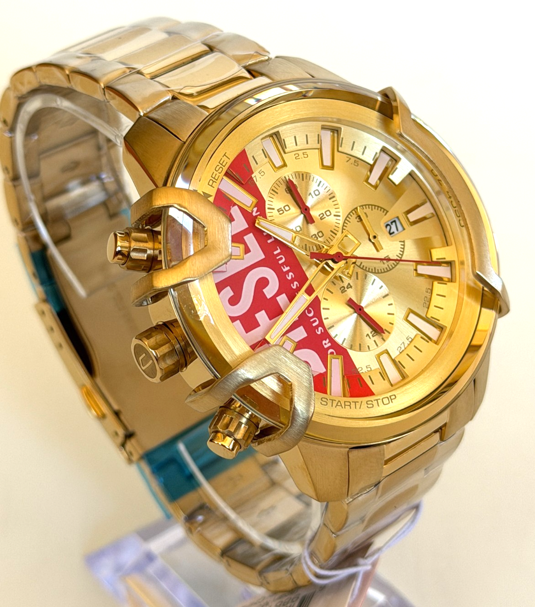Diesel Watch DZ4595 Griffed Chronograph Gold Tone Stainless Steel