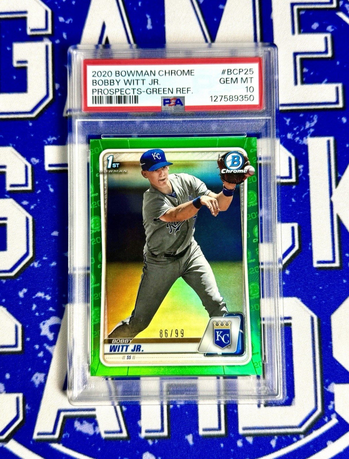 2020 Bowman Chrome Bobby Witt Jr Green Refractor /99 PSA 10 1st Royals MLB